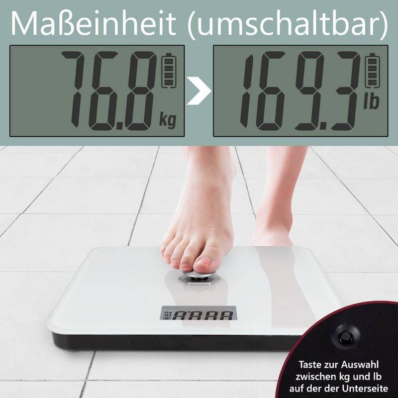 ProfiCare PC-PW 3112 w Personenwaage Waage digital 180 kg Weiß Glasoberfläche - 4006160331127