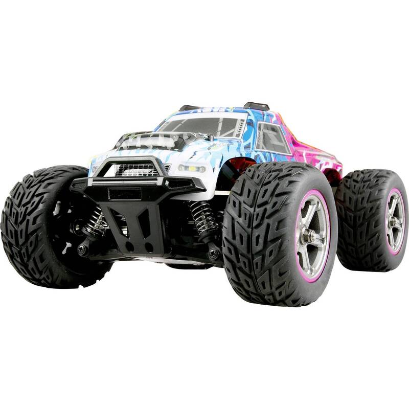 Amewi RC Einsteiger Modellauto MAX20 Monstertruck 1:20 Allradantrieb blau-pink - 4262500341106