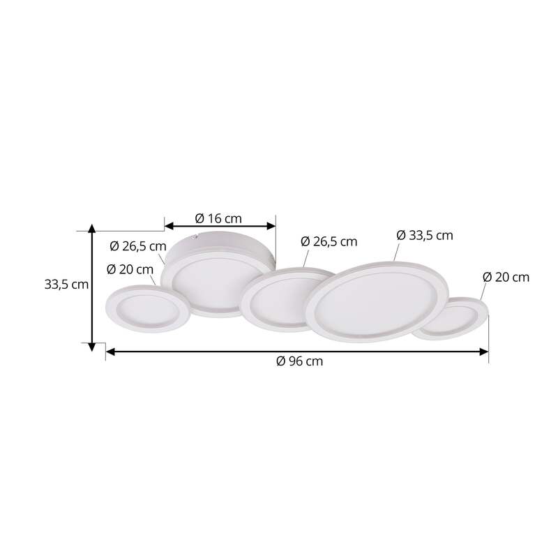 Lucande Deckenleuchte Lampe LED weiß Kunststoff Diala dimmbar 96 cm - 4251911791617