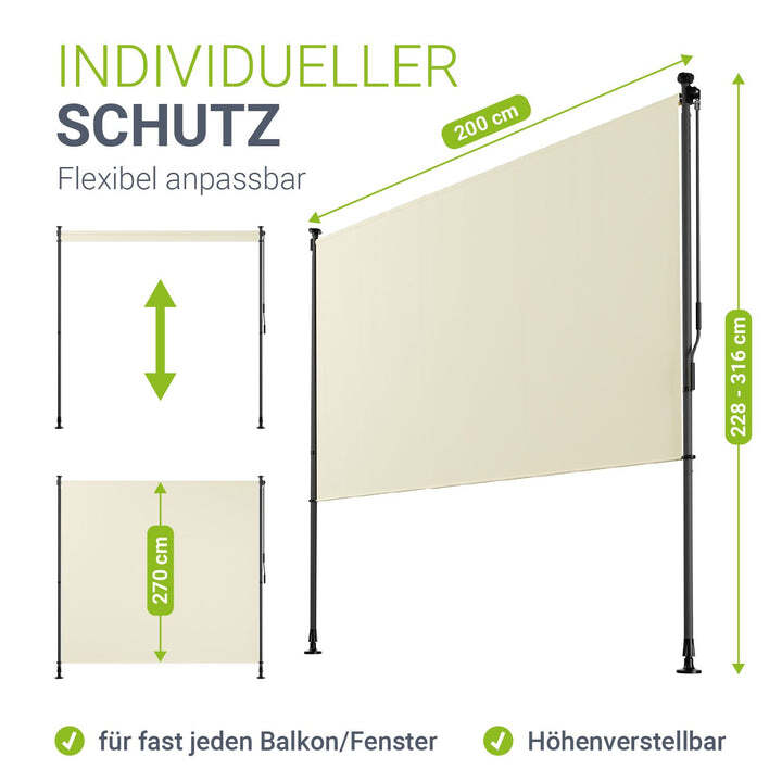 Senkrechtmarkise Barbados 200x310 cm beige Sichtschutz Sonnenschutz ohne Bohren - 4262437183855