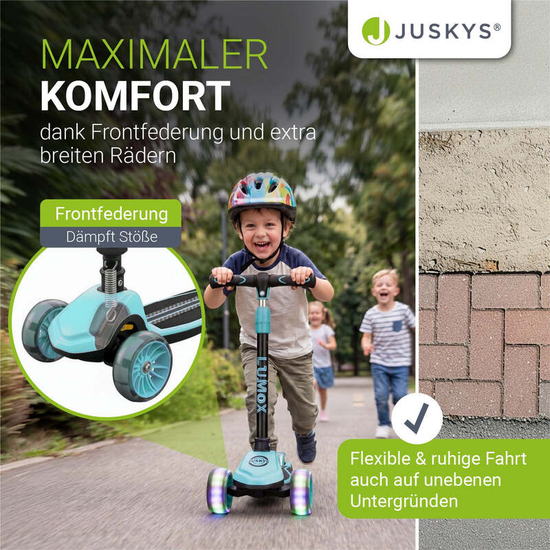 Kinderroller Lumox Roller für Kleinkinder ab 3 Jahren mit LED-Leuchträdern blau - 4262437187723