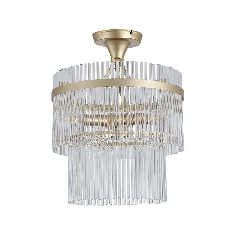 Searchlight Deckenlampe Lara LED Hängelampe dimmbar goldfarben klar Ø35cm 41cm - 5053423301471