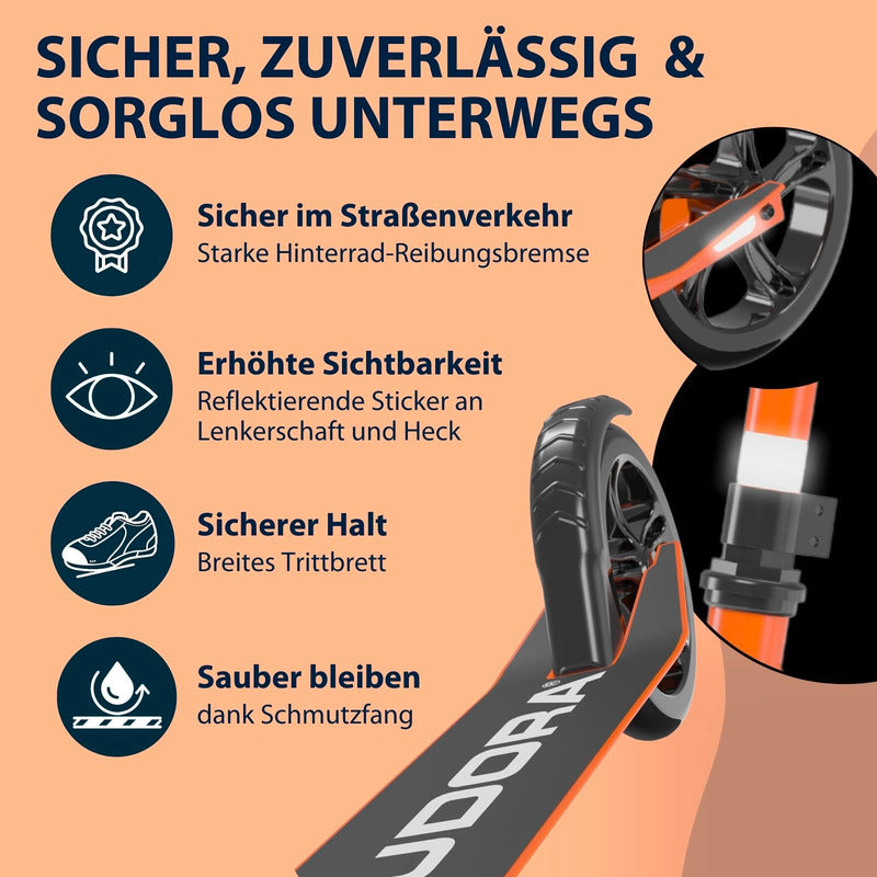 HUDORA Scooter Start 200 faltbar orange für Kinder ab 4 Jahren bis 100 kg - 4005998144831