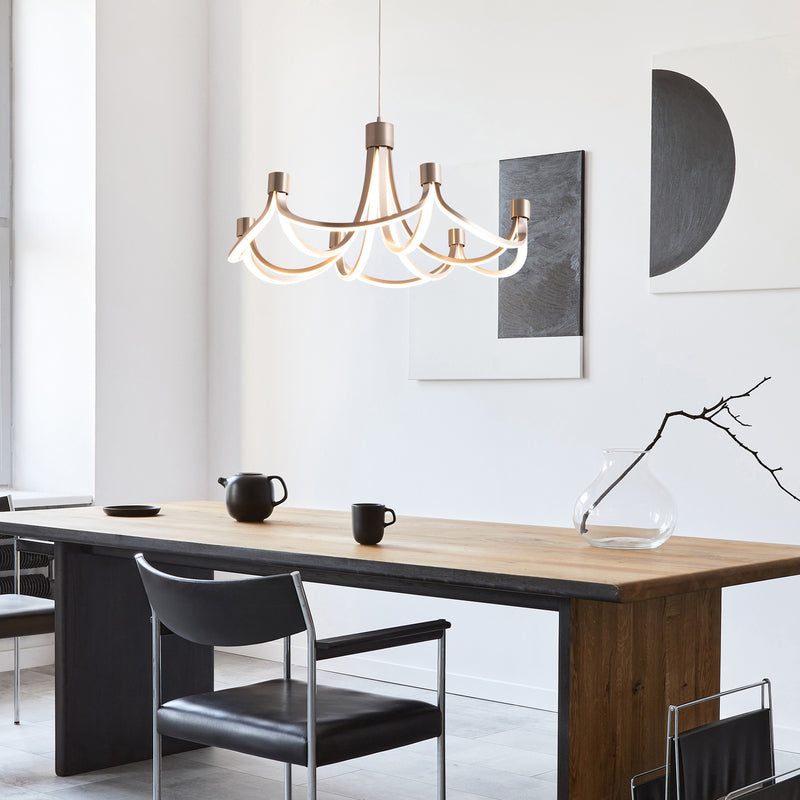 Näve LED Hängeleuchte Festos dimmbar nickel matt Designer Lampe 55cm Ø 3400lm - 4003222883921