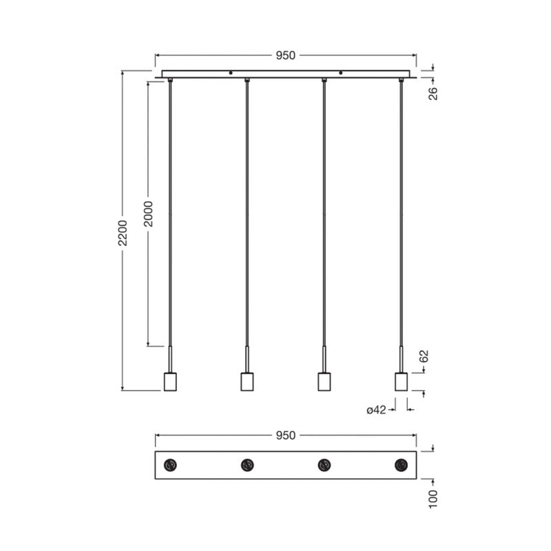 OSRAM DECOR Needle Pendelleuchte Linear Beige 4xE27 Deckenlampe Lampe Spot - 4058075848542