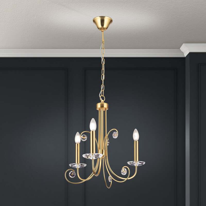 Orion Kronleuchter Deckenleuchte Ariane Kristall Lampe goldfarben 3-flammig 50cm - 9003090276851