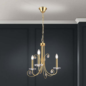 B-Ware Orion Kronleuchter Deckenleuchte Ariane Kristall Lampe goldfarben 3-flammig 50cm