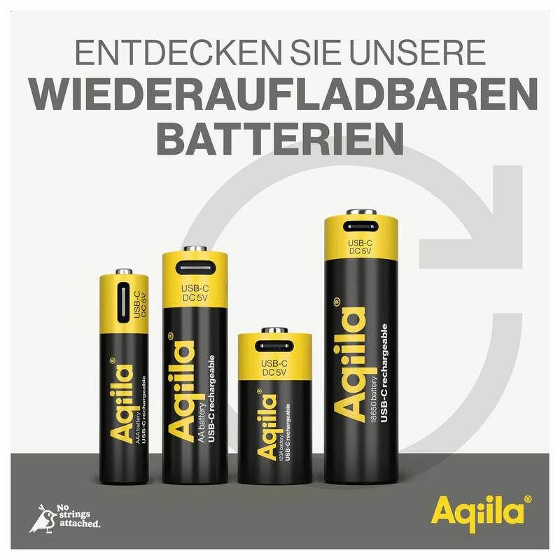 Aqiila AA USB-C Akku Li-Ion 2000 mAh 1,5 V wiederaufladbar Energiequelle 4 Stück - 8716778936367