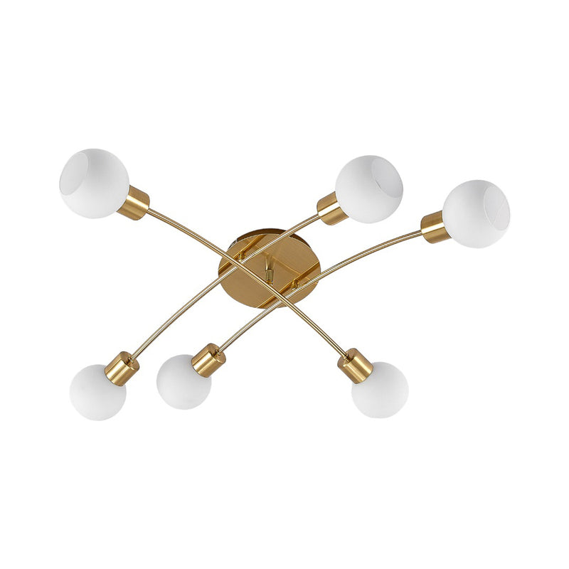 Lindby Deckenleuchte Agmar LED Lampe dimmbar 6-flg messingfarben Glas 80x72cm - 4251096581386