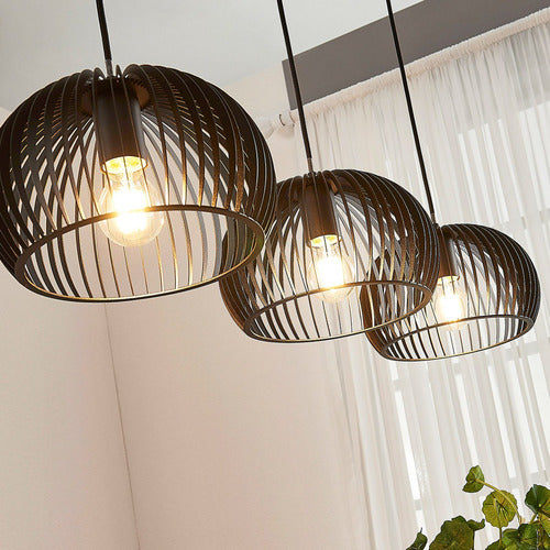 Lindby Pendelleuchte Jusra Hängeleuchte Lampe Leuchte 3-flg. E27 Metall schw28 - 4251096551778