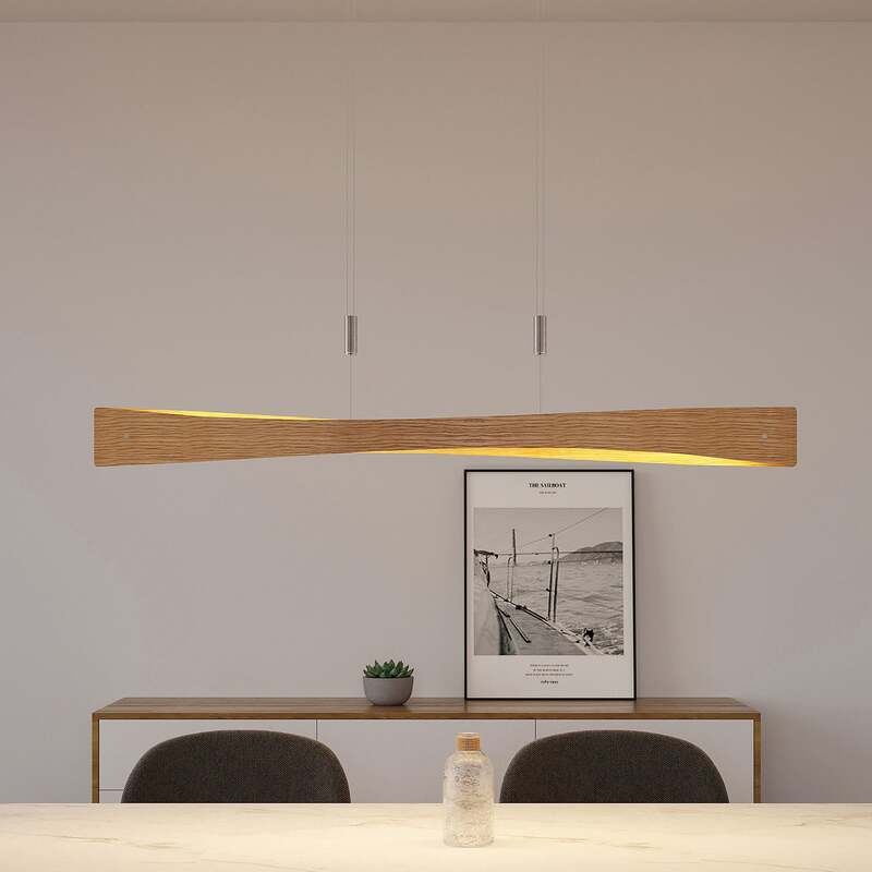 Lindby Hängeleuchte Pendelleuchte Beazina LED Lampe dimmbar Eiche Metall 118cm - 4251096597486