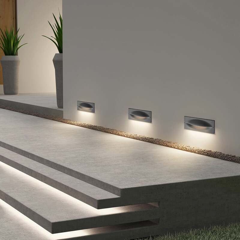 Lucande LED Wandeinbauleuchte Zandro anthrazit Gartenleuchte IP65 25cm 11W - 4251096583328