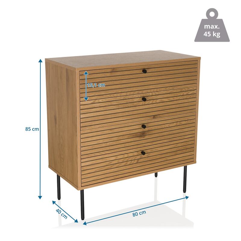 hjh LIVING Kommode LINNO K Schubladenkommode Sideboard Aufbewahrung modern grau - 4064323045571