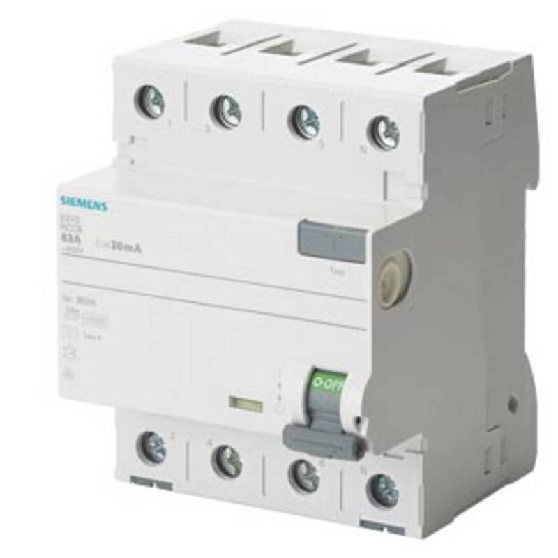 Siemens FI-Schutzschalter Fehlerstromschutzschalter SENTRON 5SV3 25A 30mA 4 Pol - 4001869484457