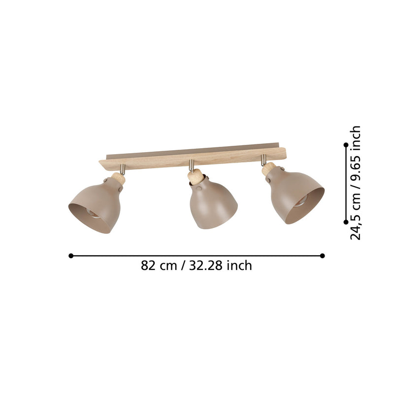 Eglo Deckenleuchte Lampe Arrecife LED dimmbar 3-flammig sand braun 74,5x14,5cm - 9008606262045