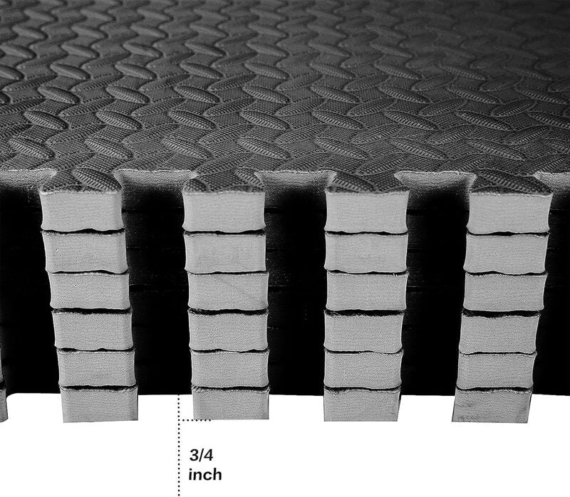 BalanceFrom Puzzle-Fitnessmatte Set 6 Matten Schwarz 3/4" Stärke rutschfest - 0856271007480