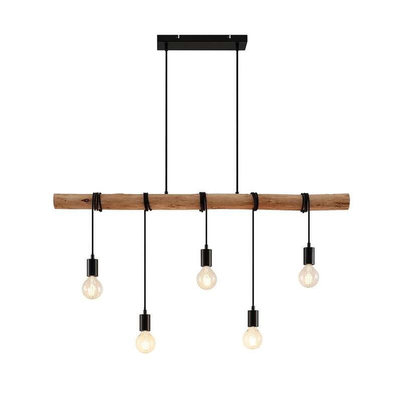 Lindby Hängeleuchte Rom 5-flg LED Pendelleuchte Lampe dimmbar schwarz 116cm - 4251096581171