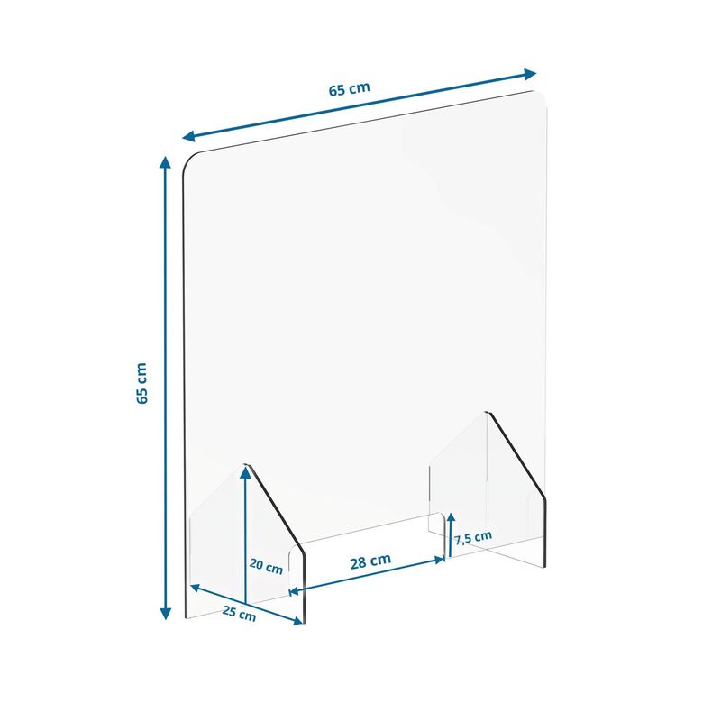 hjh OFFICE Thekenaufsatz CLEANUP II 65 x 65 cm Acryl Trennwand Hygieneschutz - 830031