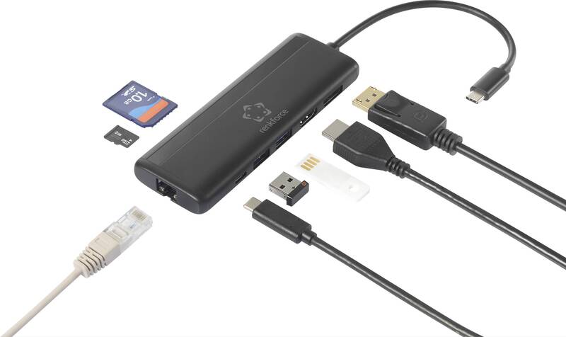 Renkforce RF-DKS-800 8-in-1 8K Dual 4K USB-C Dockingstation Netzteil Ladekabel - 4064161229317