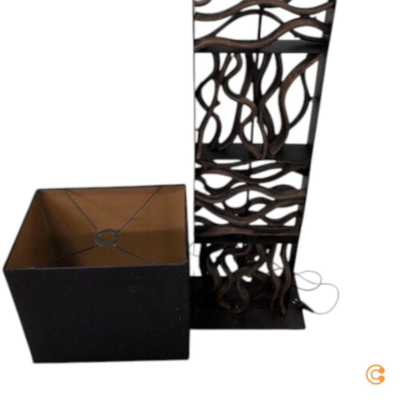 KARE Stehleuchte Nature Wave Lampe Holzfuß E27 schwarz braun 163cm Höhe 1x60W - 4025621518051