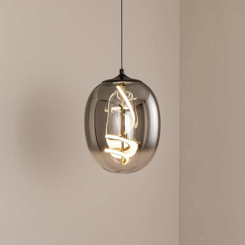 ONLI Pendelleuchte Hängeleuchte LED Glas rauchgrau Lilly Wohnzimmer 4000 K 28 cm - 8030626544925