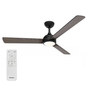 B-Ware Philips LED Deckenventilator 32W mit Fernbedienung Dimmbar Braun 170m³/h schwarz
