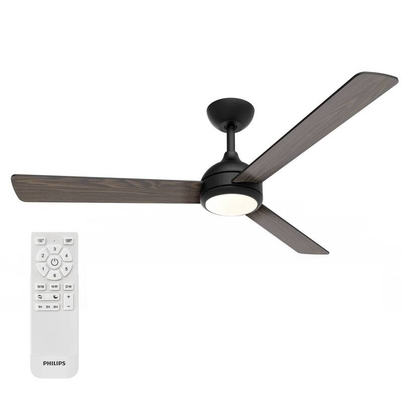 Philips LED Deckenventilator 32W mit Fernbedienung Dimmbar Braun 170m³/h schwarz - 8721103103178