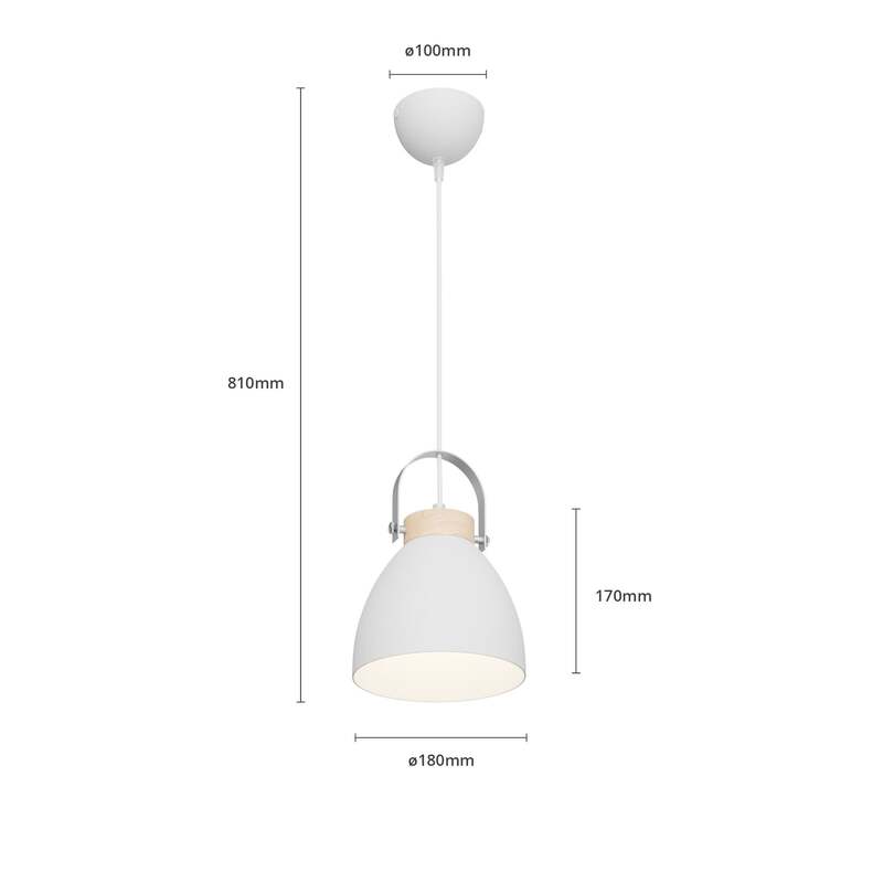 Lamkur Bergen Pendant Light, 1-bulb, White - 5907687431798