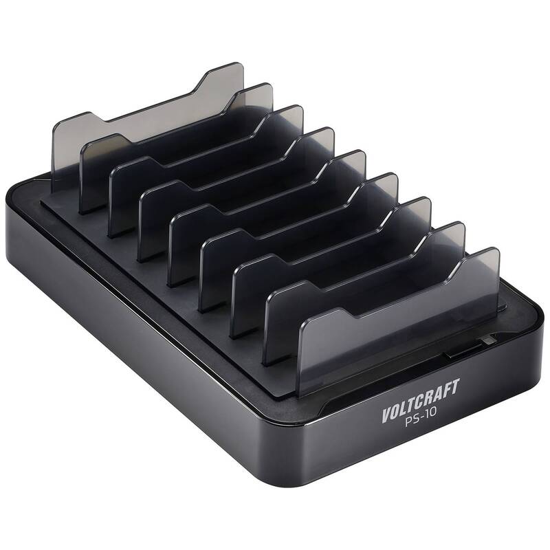 VOLTCRAFT PS-10 Tischladestation 120W 10 Ausgänge USB-A USB-C schwarz - 4064161293714