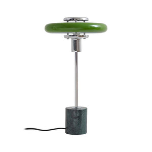 B-Ware Lindby Tischleuchte Branford LED Lampe Retro grün Metall Marmor 46cm hoch