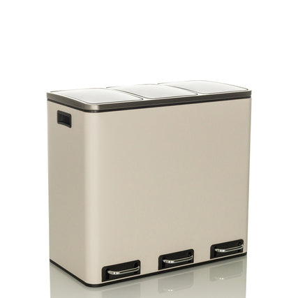 hjh OFFICE Tretabfalleimer CLEAN IX Abfalleimer 3 Sortierfächer beige - 4064323036432