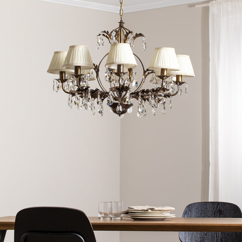 Kronleuchter Karen Hängelampe 8-flammig LED dimmbar bronze Ø80cm elegant - 8030626543379