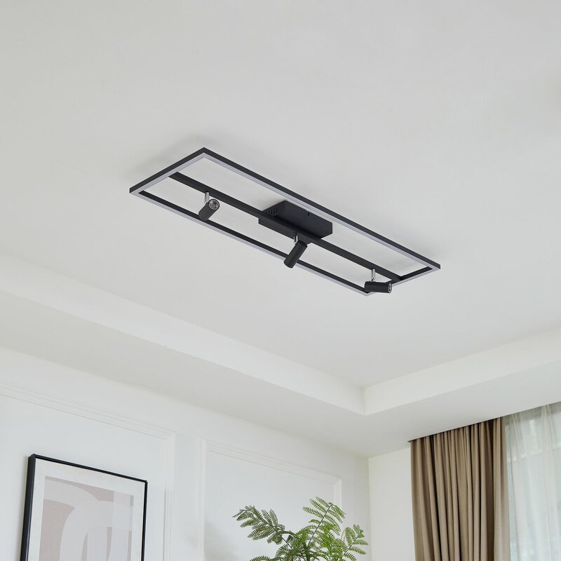 Lucande Deckenleuchte Deckenlampe LED schwarz Yvor Aluminium schwenkbar - 4251911795028
