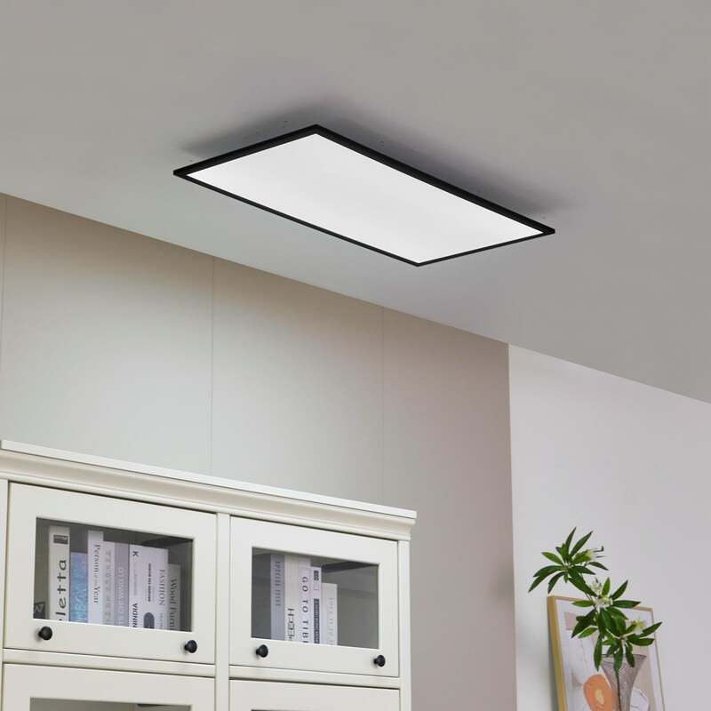 Lindby Deckenleuchte Lamin LED Panel CCT dimmbar Fernbedienung schwarz 80x40cm - 4251911765885