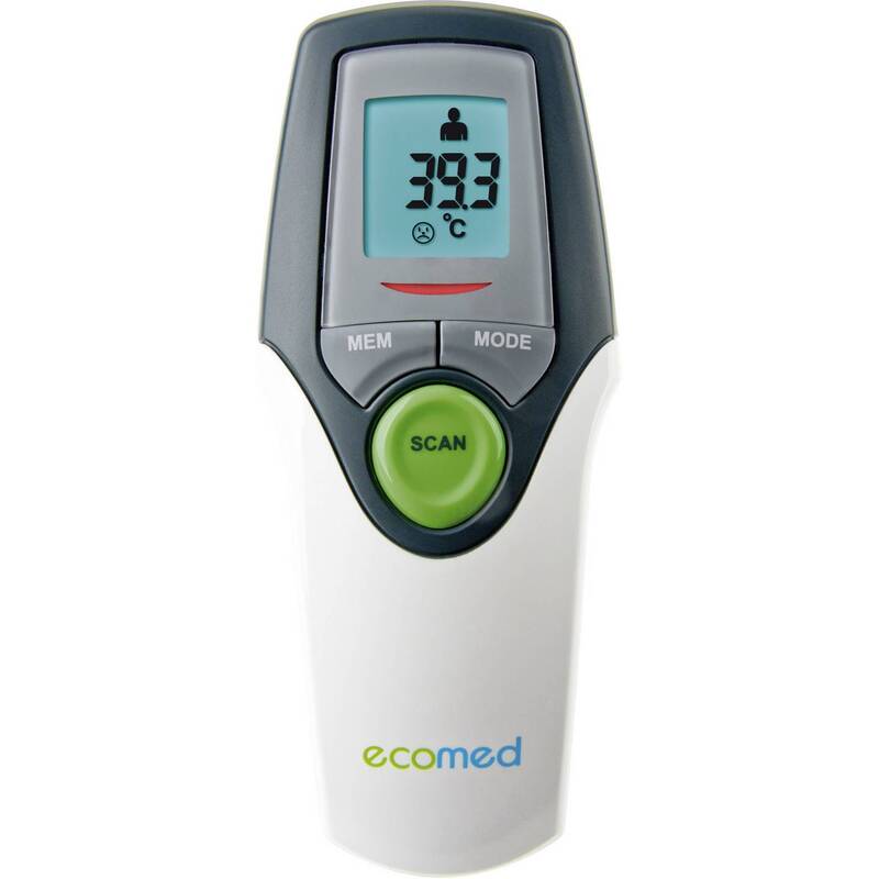 Ecomed Fieberthermometer Infrarot Stirn Thermometer Schläfe TM-65E Weiß Grau - 4015588234002
