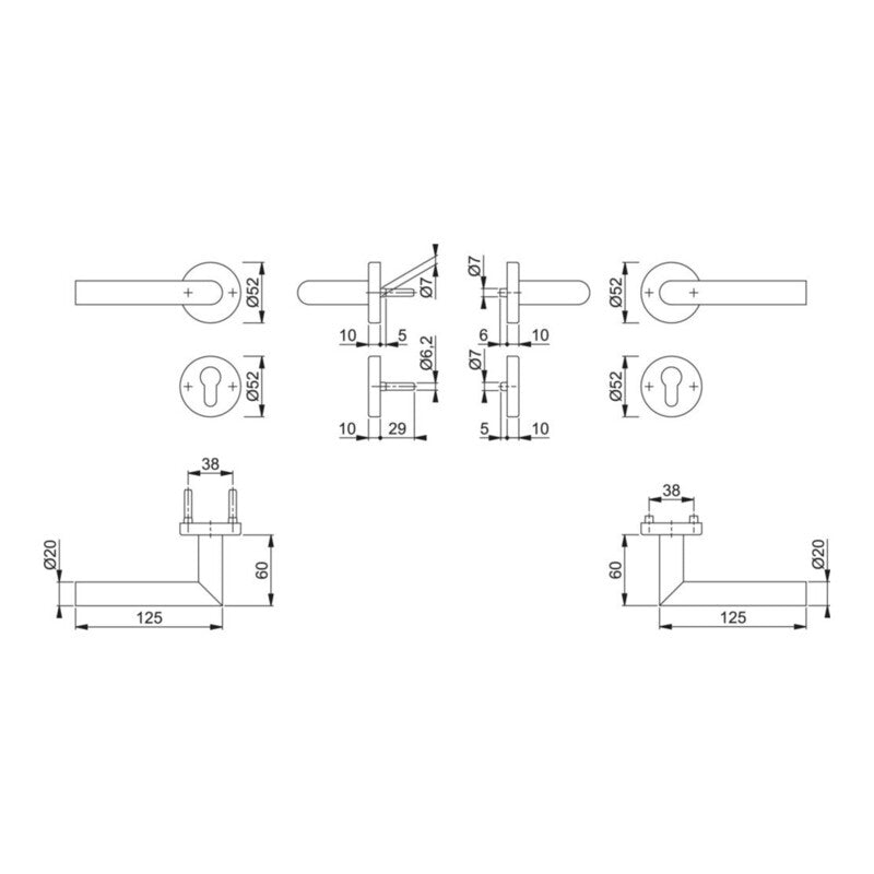 Hoppe FS-Garnitur Edelstahl Amsterdam PZ DIN L/R 40-65mm Sertos-Verbindung F69 - 4012789513967