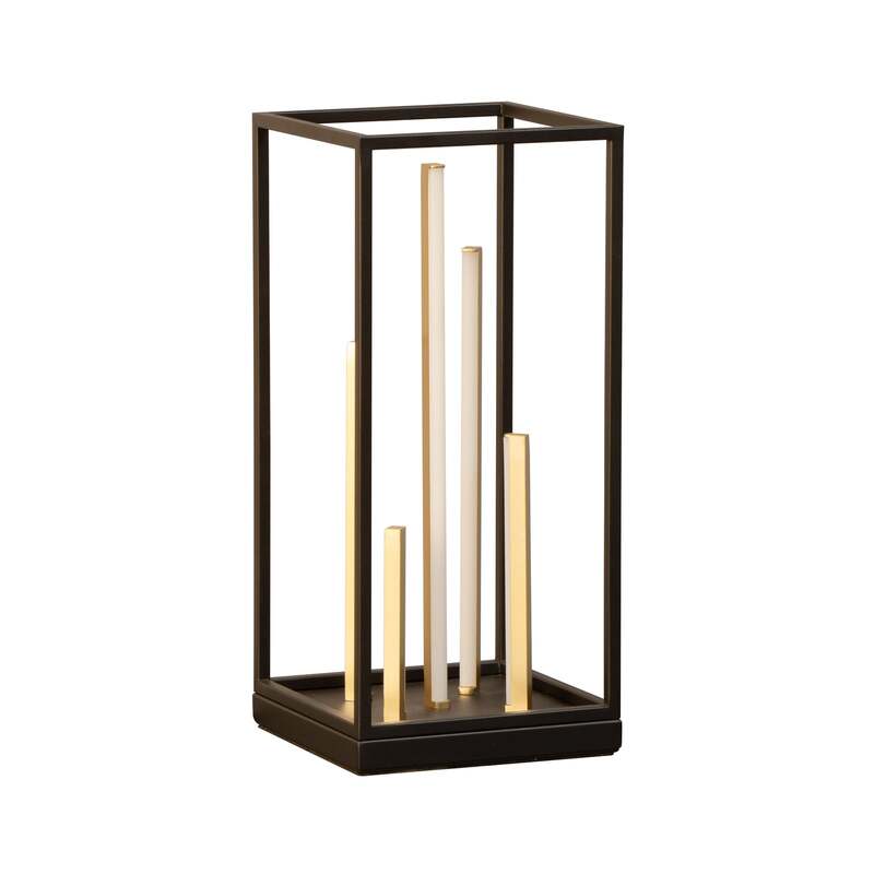 FISCHER HONSEL Tischleuchte Lampe LED Grid schwarz gold Metall dimmbar Schalter - 4003694507547