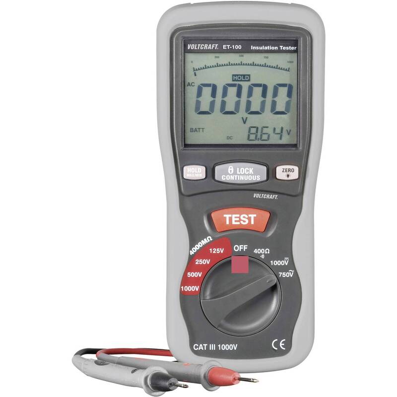 Voltcraft ET-100 Isolationsmessgerät Prüfspannungen Messgerät 125 250 500 1000 V - 4016139187266