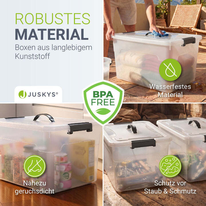 Aufbewahrungsbox Kunststoffbox mit Deckel 30L 4er Set grau weiß stapelbar - 4260565529279
