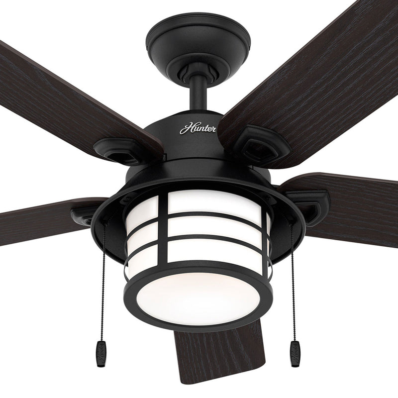 Hunter Deckenventilator Santorini Ventilator mit Licht Holz schwarz bis 30m² - 0049694506481