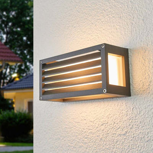 B-Ware Lucande Außenwandleuchte Aurelien LED Gartenlampe dimmbar anthrazit 25x12,5cm