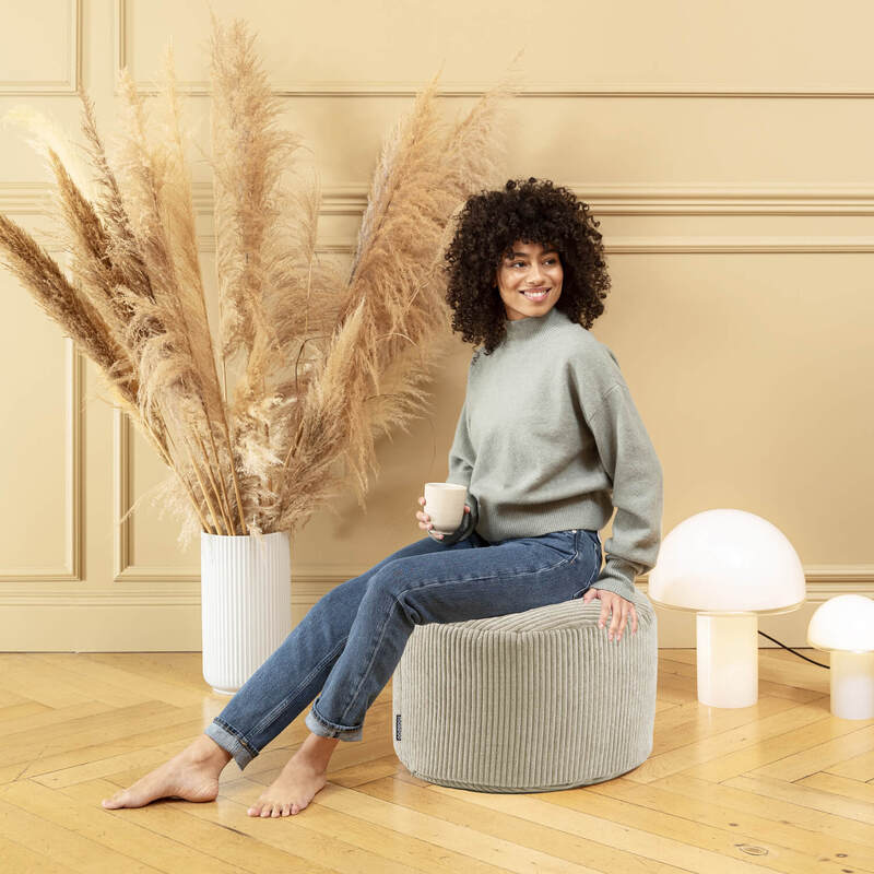 mokebo Pouf 'Der Faule Lenz' Hocker Sitzhocker Fußhocker Cord 40x60 cm beige XL - 4260669189942