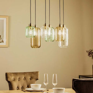 B-Ware TK-Lighting Hängeleuchte Marco Green 6-flammig LED dimmbar schwarz gold 65x35cm