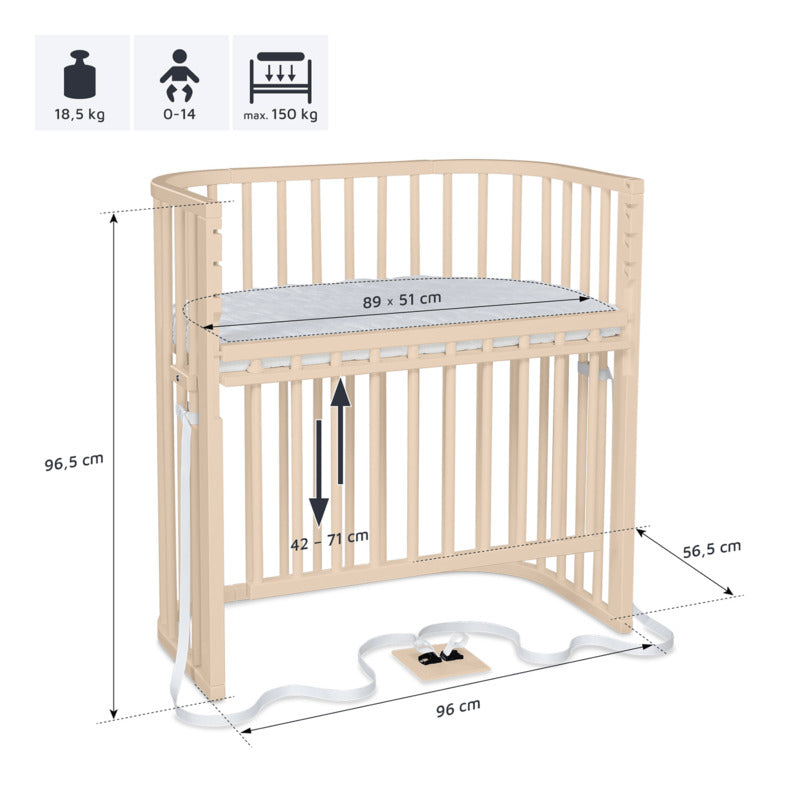 babybay Boxspring Comfort Plus Beistellbett beige höhenverstellbar für Babys - 4262356532611