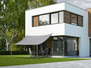 B-Ware Sonnensegel Neptun Beach Quadrat 360cm x 360cm Silbergrau Sonnenschutz Garten