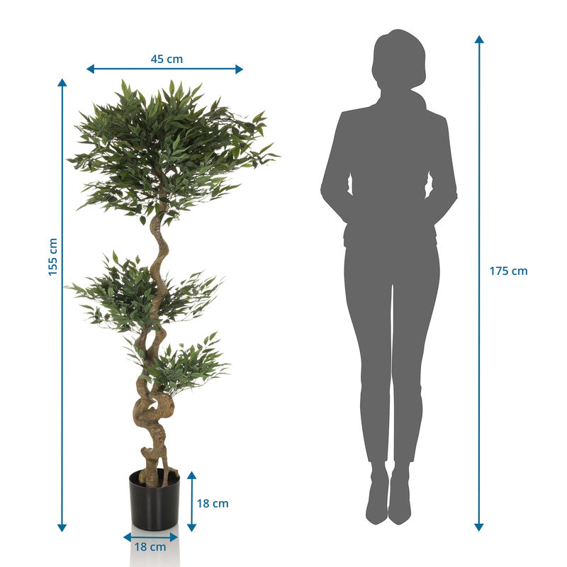 hjh OFFICE Kunstpflanze Kunstbaum ACACIA 155 cm grün Deko Dekopflanze Baum - 4064323036494