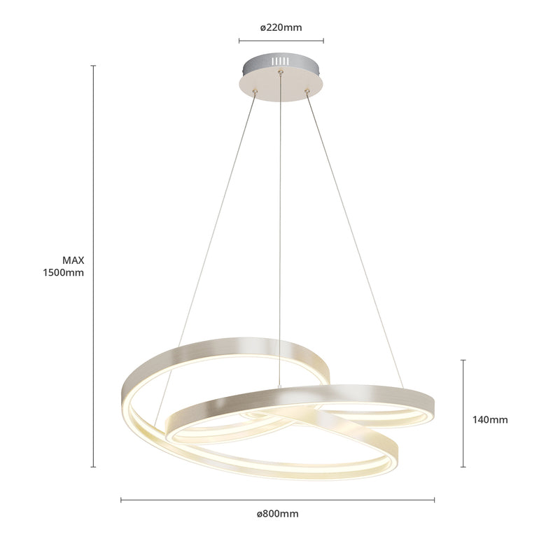 Lucande Hängeleuchte Pendelleuchte Gunbritt LED Lampe dimmbar silber Ø80cm - 4251096572681