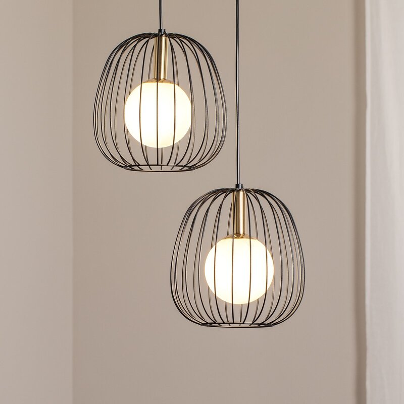 SIGMA Hängeleuchte Pendellampe Esszimmerlampe schwarz gold weiß 2flg modern193 - 5905143286432