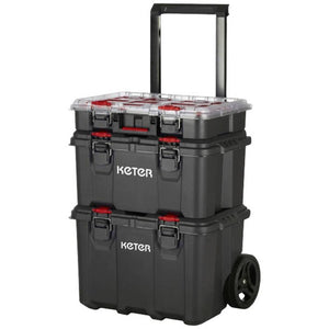 B-Ware STACK N ROLL Werkzeugkasten unbestückt schwarz 150 l 35 kg Keter