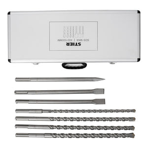 B-Ware STIER SDS-Max Bohrer Meißelsatz Set Bohrerwerkzeug 7-tlg 400mm 500mm Hochwertig